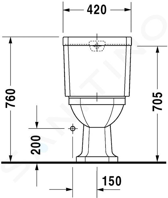 Duravit 1930 set sanitari a pavimento, vaso monoblocco con scarico  orizzontale, sedile con coperchio a chiusura rallentata, cassetta di scarico,  bidet con troppopieno, colore bianco finitura lucido 0227090000+0267100000