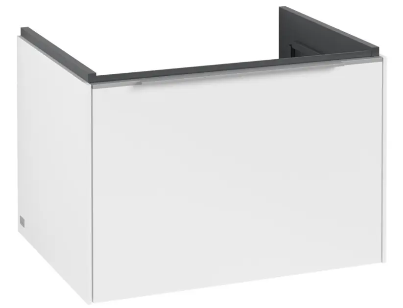 Levně Villeroy & Boch Subway 3.0 - Umyvadlová skříňka, 62x43x48 cm, 1 zásuvka, Pure White/lesklý hliník C57500VF