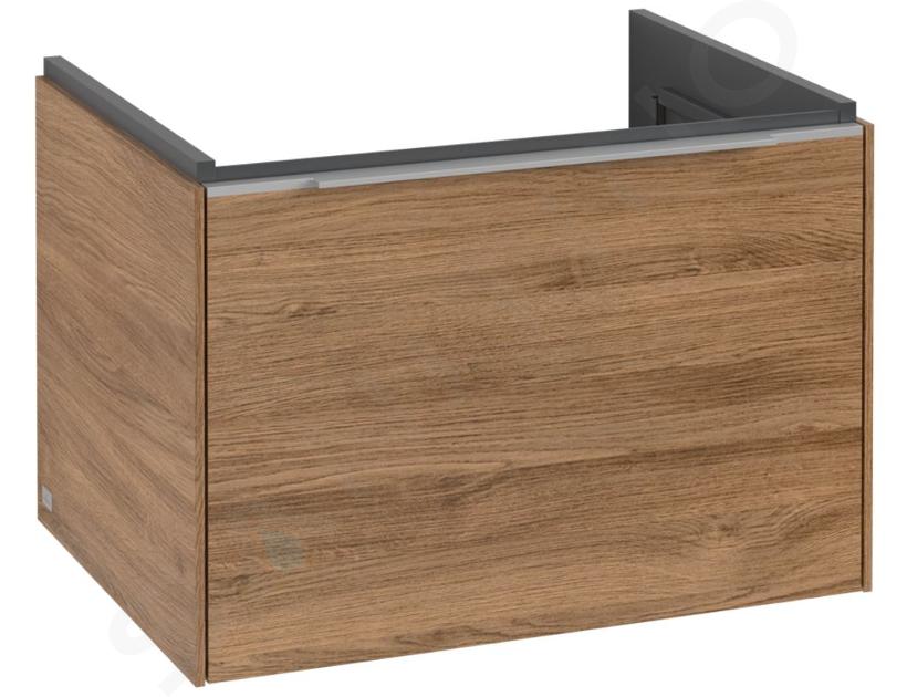Villeroy & Boch Subway 3.0 - Umyvadlová skříňka s LED osvětlením, 62x43x48 cm, 1 zásuvka, Oak Kansas/lesklý hliník C575L0RH