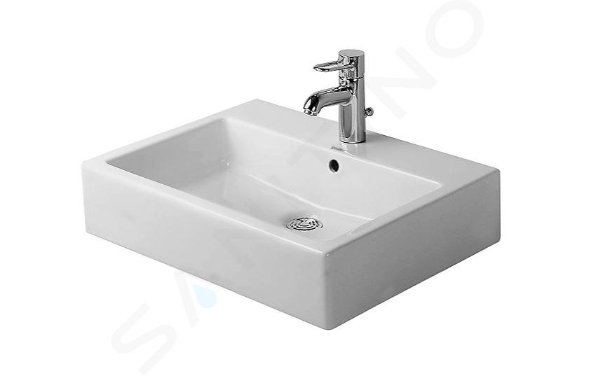 Duravit Vero - Umývadlo, 600x470 mm, s prepadom, s otvorom na batériu, biela 0454600027