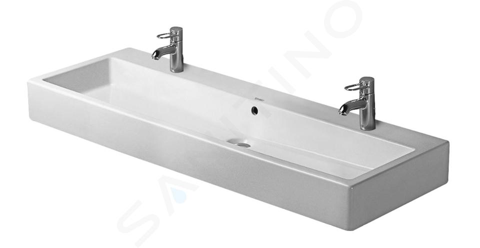 Duravit Vero - Dvojumývadlo, 1200x470 mm, s prepadom, s 2 otvormi na batérie, WonderGliss, biela 04541200241