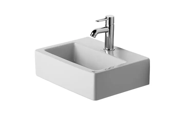 Duravit Vero - Umývadielko Med, 450x350 mm, s 1 otvorom na batériu, bez prepadu, s WonderGliss, alpská biela 07044500411