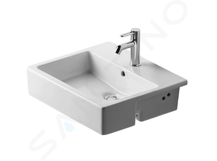 Duravit Vero - Umývadlo zápustné, 550x470x170 mm, s 1 otvorom na batériu, s WonderGliss, biela 03145500001