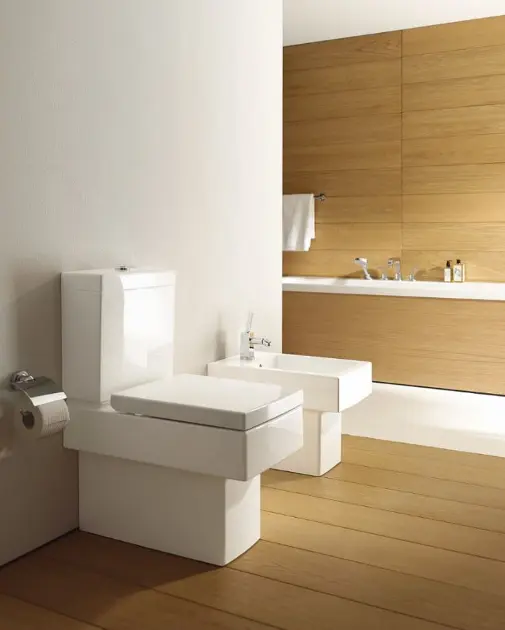 Duravit Vero WC Kombi, mit WonderGliss, Vario Ablauf, Alpinweiß