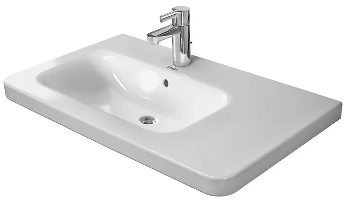 Duravit DuraStyle - Umývadlo, 800x480 mm, s prepadom, s otvorom na batériu, WonderGliss, biela 23258000001