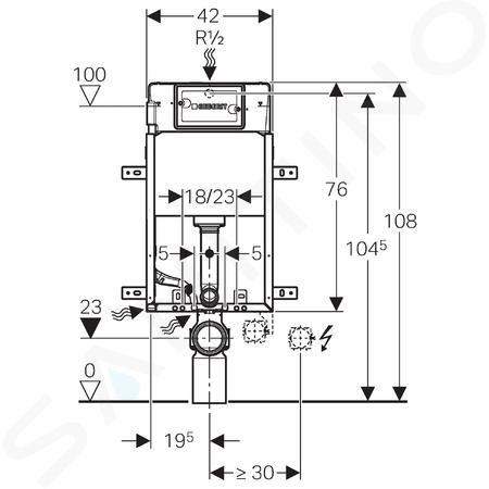 Geberit Kombifix - Bâti-support Basic pour WC suspendu, 108 cm, réservoir  encastré Delta 12 cm 110.100.00.1