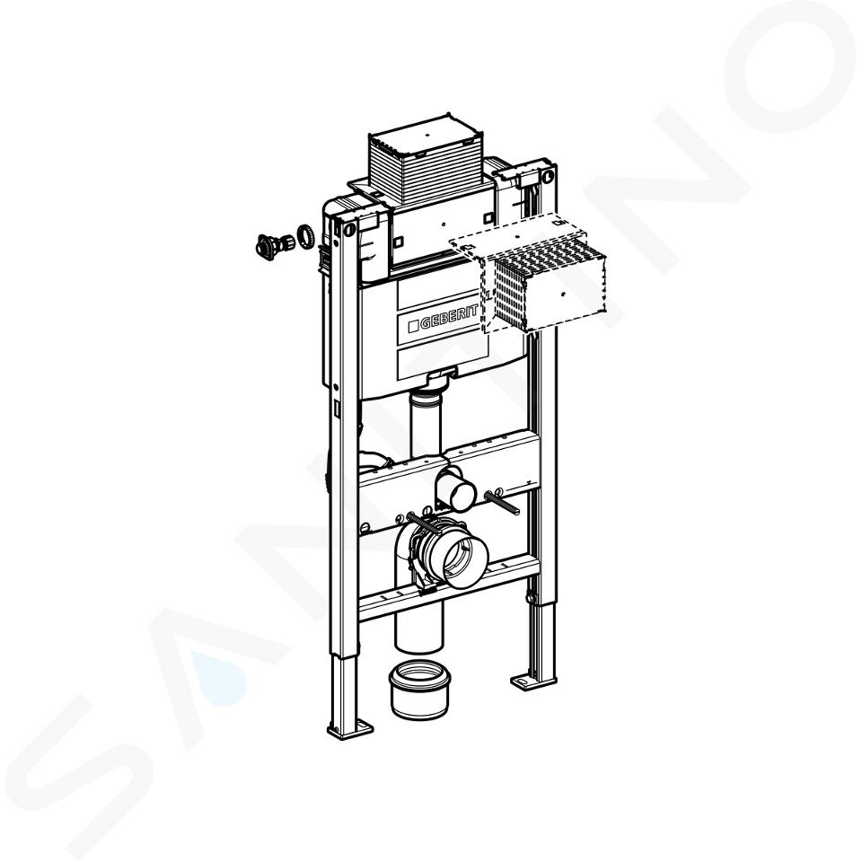 Bati support en angle, mécanisme Geberit, pour plaque, avec habillage,  hauteur 98 cm