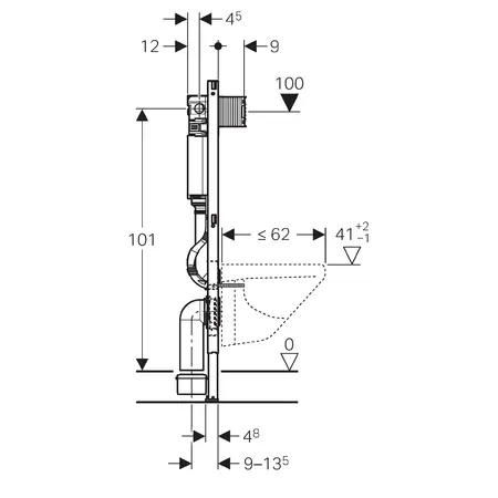 Geberit Duofix - Bâti-support pour lavabo, 1300 mm, pour robinetterie  murale avec module fonctionnel à encastrer et bouchon anti-odeurs  111.561.00.1