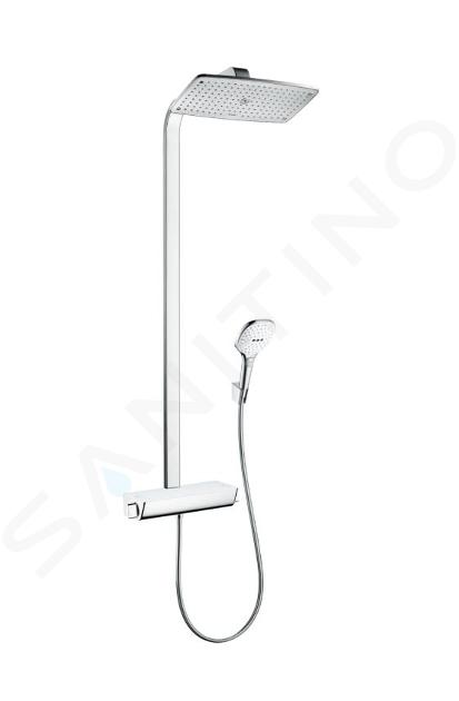 Hansgrohe Raindance Select E - Duschsäule Showerpipe 360 mit Thermostatbatterie, EcoSmart 9 l/min, weiß / verchromt 27286400