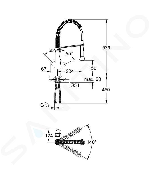 Grohe K7 - Grifo de fregadero con brazo flexible, supersteel 31379DC0