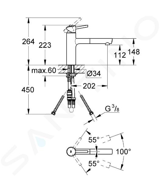 Grohe 32661003 miscelatore monocomando Concetto per lavello cucina,  cromato, bocca girevole