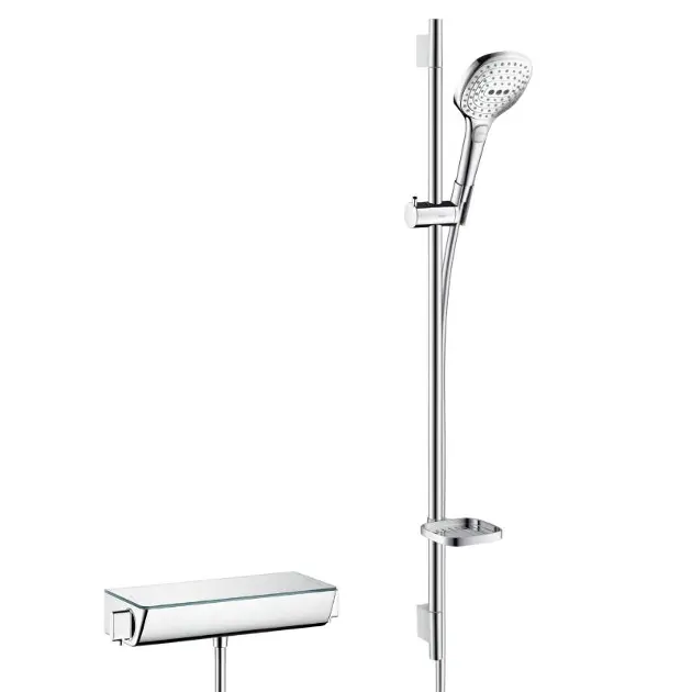 Levně Hansgrohe Raindance Select E - Sprchový set 120 s termostatem Ecostat Select, 3 proudy, bílá/chrom 27039400