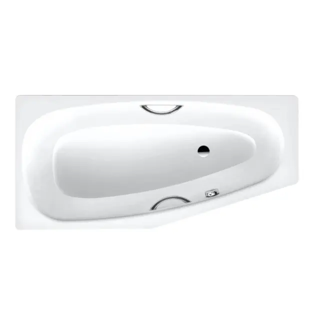Levně Kaldewei Advantage - Asymetrická vana Mini Star pravá 835, 157x70/48 cm, s otvory pro madla, Perl-Effekt, bílá 224500013001