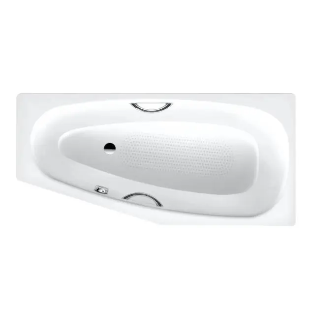 Levně Kaldewei Advantage - Asymetrická vana Mini Star levá 833, 157x75/50 cm, s otvory pro madla, celoplošný antislip, Perl-Effekt, bílá 224934013001