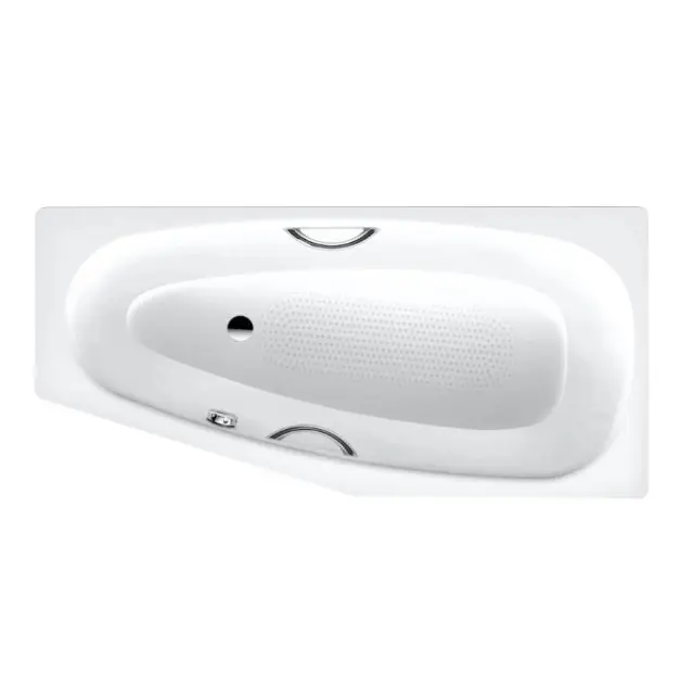 Levně Kaldewei Advantage - Asymetrická vana Mini Star levá 837, 157x70/48 cm, s otvory pro madla, celoplošný antislip, bílá 225334010001