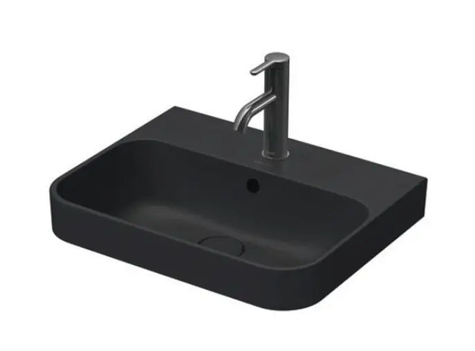 Duravit Happy D.2 - Umývadlo na dosku, 50x40 cm, s prepadom, otvor na batériu, s výpusťou, antracit 2360501300