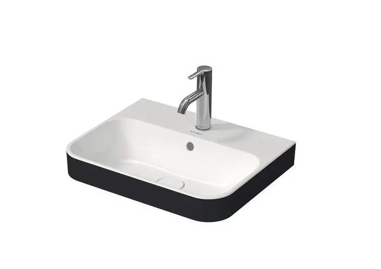 Duravit Happy D.2 - Umývadlo na dosku, 50x40 cm, s prepadom, otvor na batériu, s výpusťou, antracit/biela 2360506100
