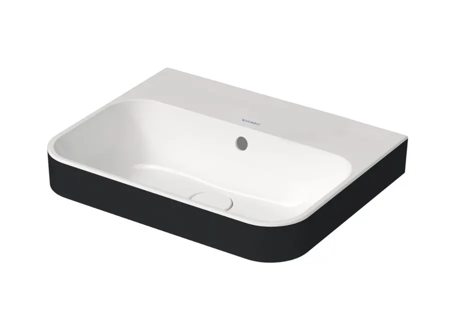 Duravit Happy D.2 - Umývadlo na dosku, 50x40 cm, s prepadom, bez otvoru na batériu, s výpusťou, antracit/biela 2360506160