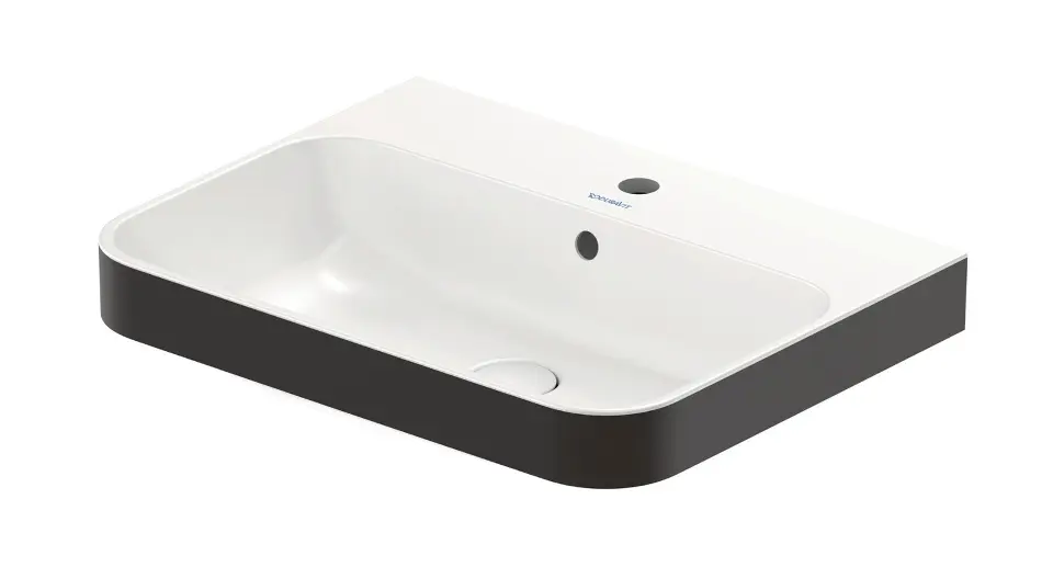 Duravit Happy D.2 - Umývadlo na dosku, 60x46 cm, s prepadom, otvor na batériu, s výpusťou, antracit/biela 2360606100