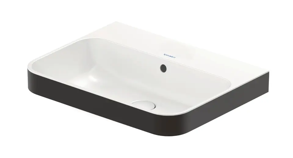 Duravit Happy D.2 - Umývadlo na dosku, 60x46 cm, s prepadom, bez otvoru na batériu, s výpusťou, antracit/biela 2360606160