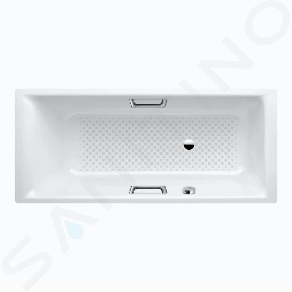 Kaldewei Ambiente - Vasca rettangolare Puro Star 658, 170x75 cm, con fori per maniglie, antiscivolo a tutta larghezza, effetto Perl, bianco 255834013001