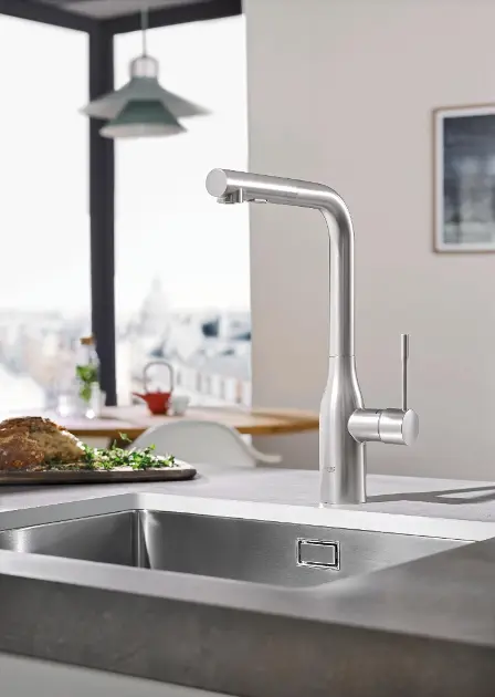 Grohe Essence mitigeur de cuisine 30294DC0 supersteel, douchette  extractible professionnelle