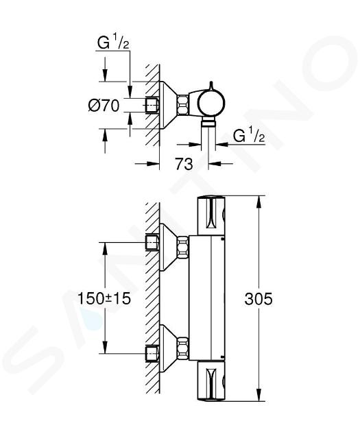 Grohe Grohtherm 800 - Grifo termostático de ducha, cromo 34558000