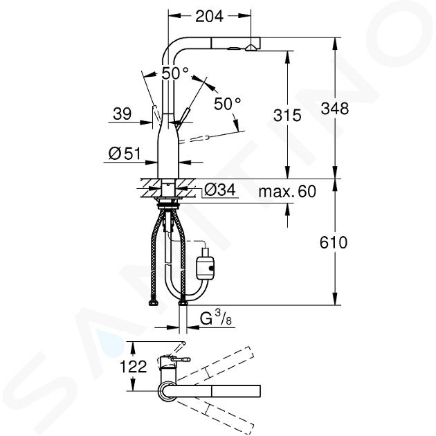 Grohe Essence miscelatore monocomando per lavello, con doccetta estraibile,  colore cromo - 30270000