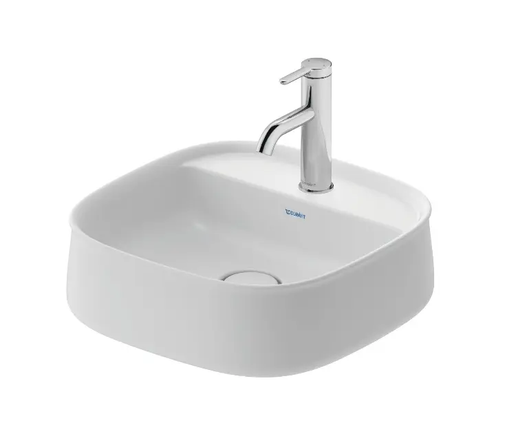 E-shop Duravit Zencha - Umývadlo na dosku, 42x42 cm, bez prepadu, otvor na batériu, DuraCream, matná biela 2374423271