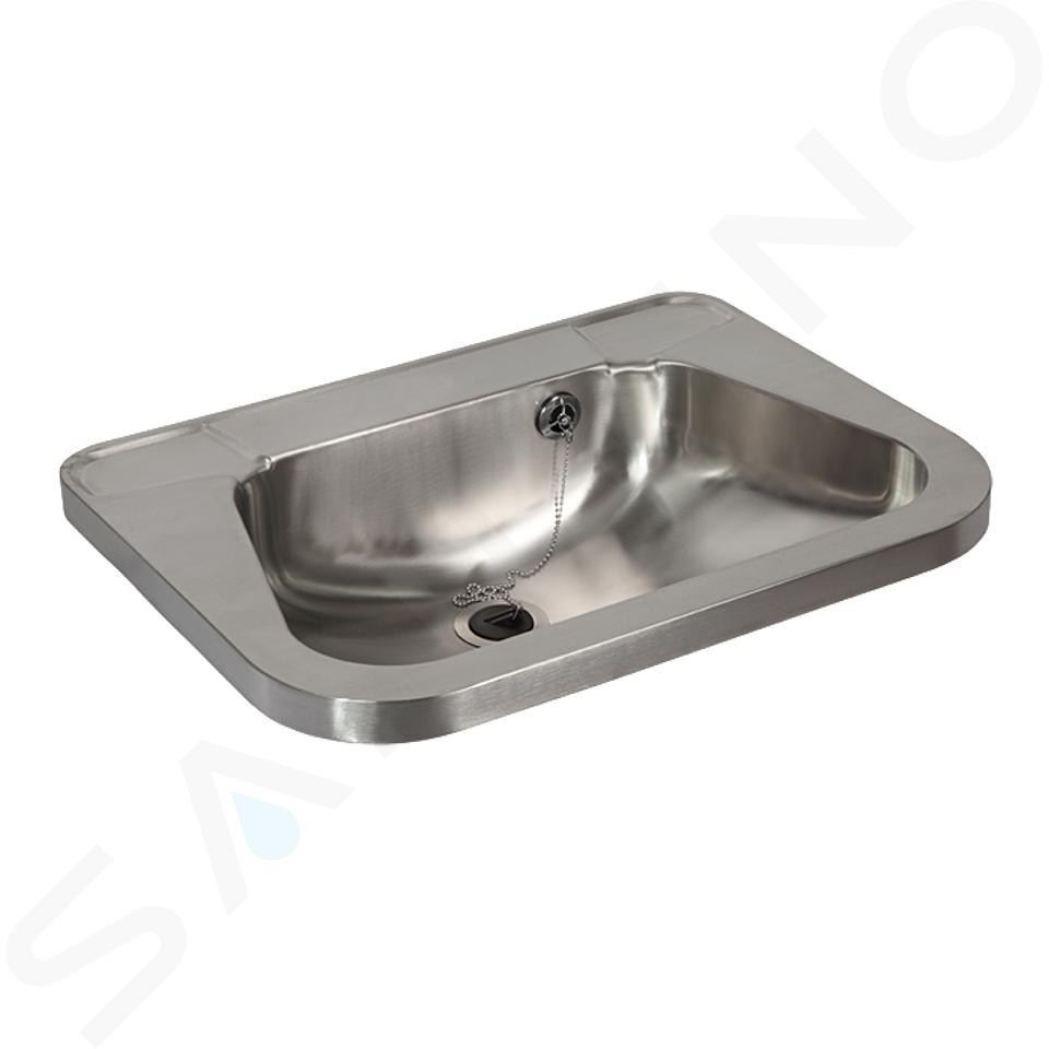 Sanela Lavabi in acciaio inox - Lavabo con troppopieno 600x420 mm, acciaio inox SLUN 26A