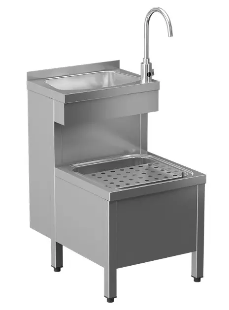 Sanela Wylewki ze stali nierdzewnej - Stojący zlew ze stali nierdzewnej ze zlewem i baterią SLU 10, na baterie, stal nierdzewna matowa SLVN 02EB