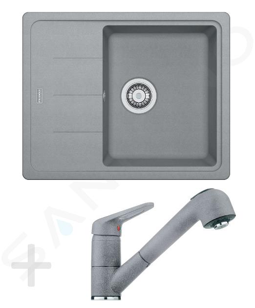 Franke Conjuntos de cocina - Conjunto de cocina G55, fregadero de granito BFG 611-62, piedra gris + grifo FG 9547, piedra gris 114.0323.821