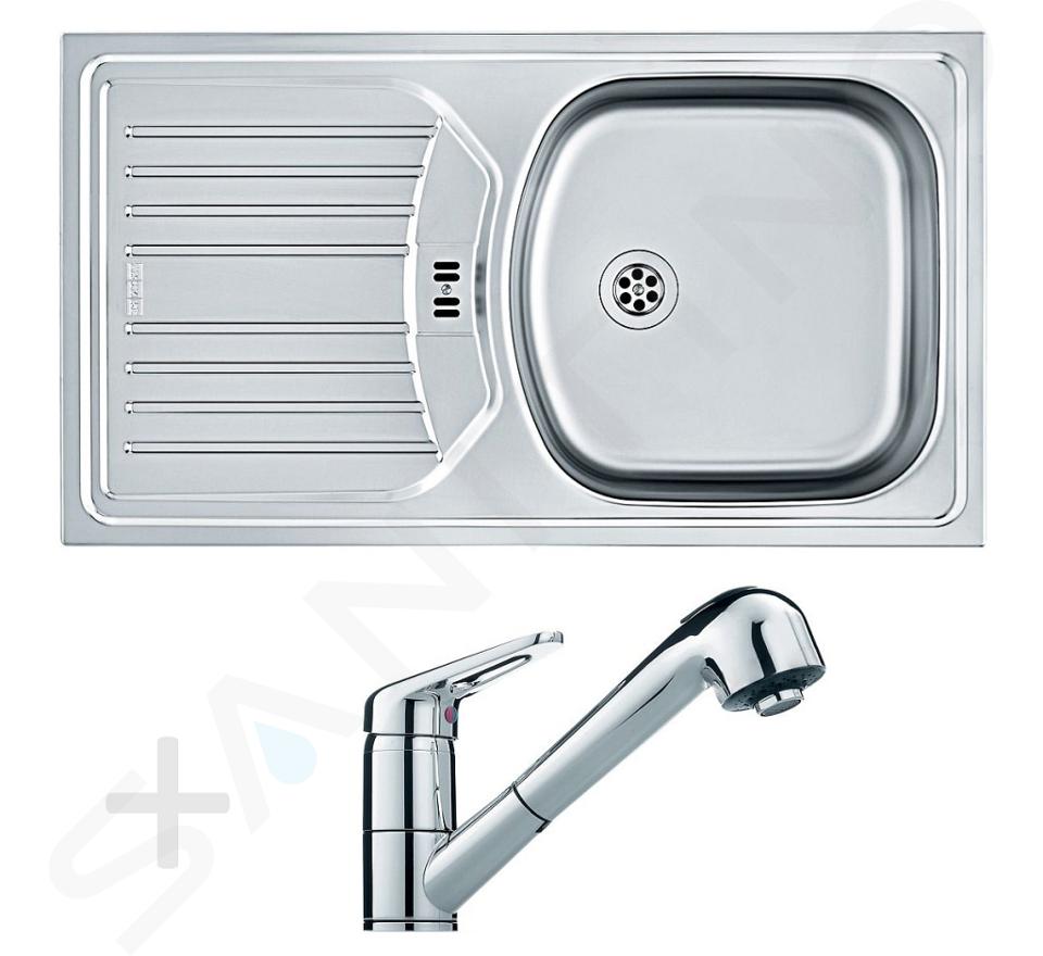 Franke Colonnes - Kit de cuisine N49, évier en inox ETN 614 6/4" NOVA + robinet FC 9547, chrome 101.0366.098