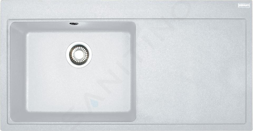 Franke Mythos - Fregadero de fragranite MTG 611/2, 100x52 cm, blanco hielo 114.0150.003