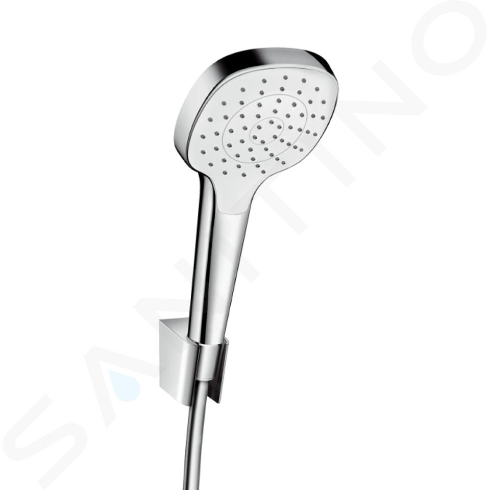 Hansgrohe Croma Select E - Douchette 1 jet avec support et flexible, blanc/chrome 26424400