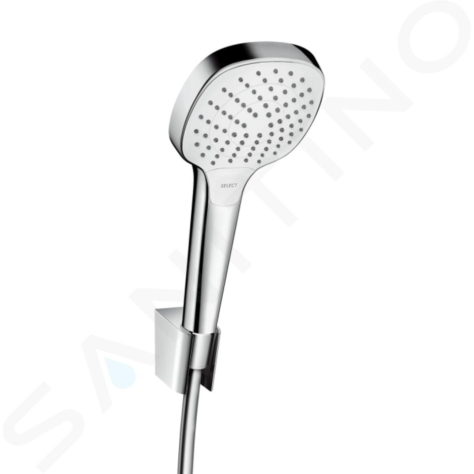 Hansgrohe Croma Select E - Set pară de duș, 3 jeturi, suport și furtun 1,25 m, alb/crom 26425400