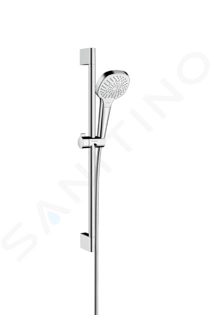 Hansgrohe Croma Select E - Set pară de duș, 3 jeturi, tijă și furtun, EcoSmart 9 l/min, alb/crom 26581400