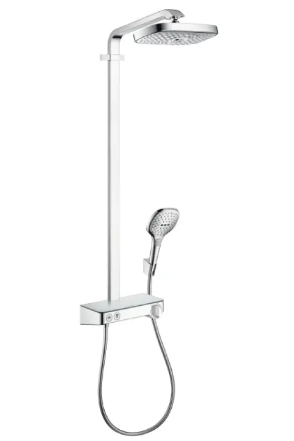 Hansgrohe Raindance Select E - Shower set Showerpipe 300 with thermostat, 2 spray modes, EcoSmart 9 l/min, chrome 27283000