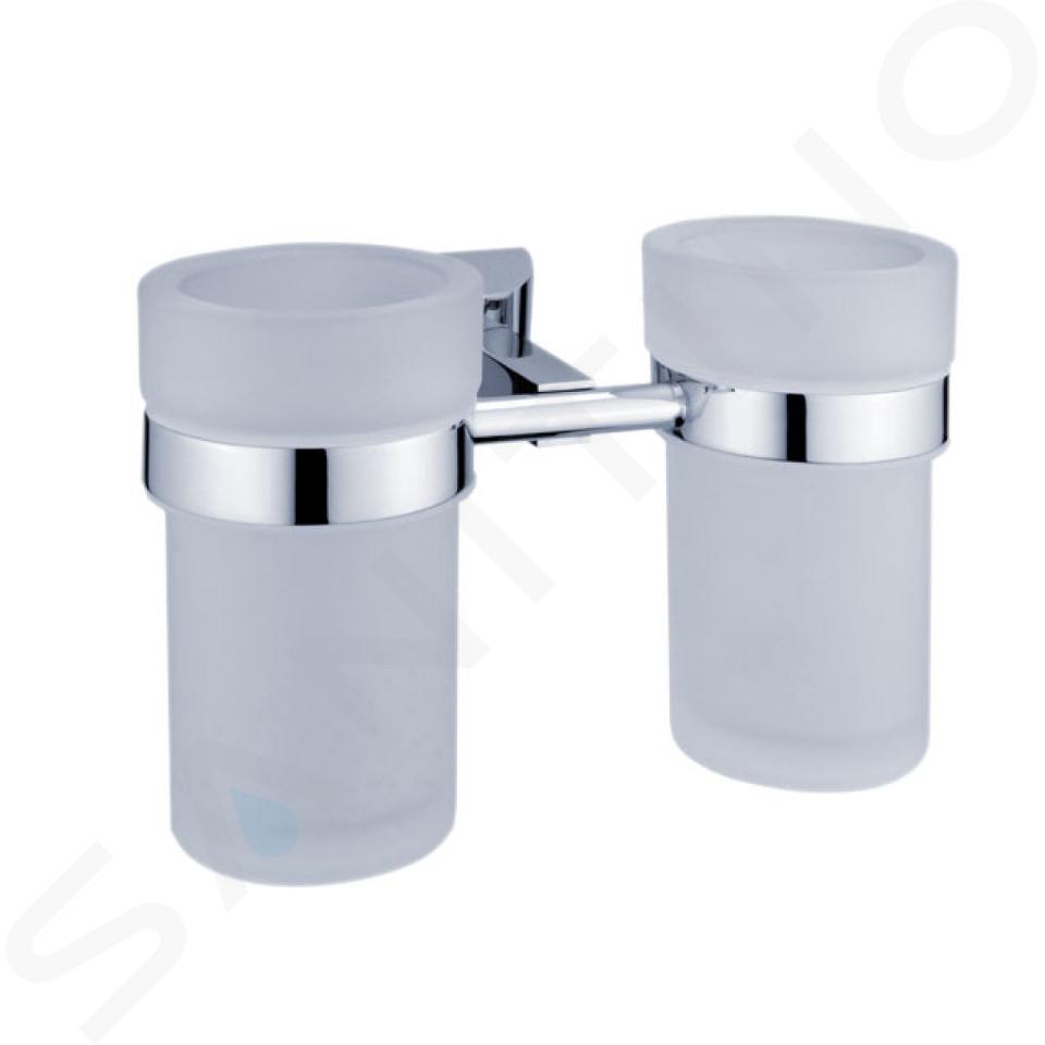 Nimco Pallas Athéna - Tandenborstel- en tandpastaglazen met houder, chroom/mat glas PA 12058DW-26