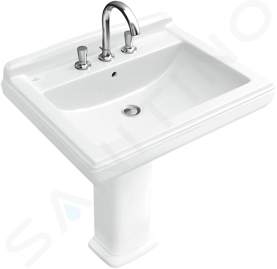 Villeroy & Boch Hommage - Lavabo avec trop-plein, 750 mm x 580 mm, avec Ceramicplus, blanc - lavabo trois trous 7101A1R1