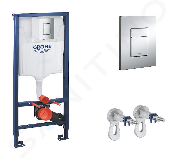 Grohe Rapid SL - Módulo instalación empotrado para inodoro suspendido, altura 1,13 m, pulsador de WC Skate Cosmpolitan, cromo 38772001