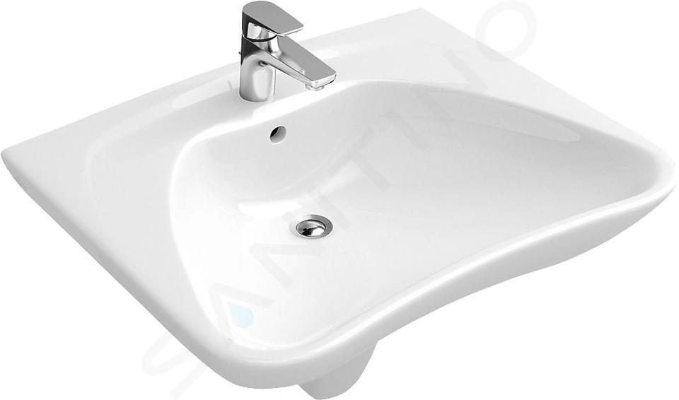 Villeroy & Boch ViCare - Waschbeckken Vita, 600 mm x 490 mm, Weiß - 1 Hahnloch, mit Überlauf, mit CeramicPlus 711963R1