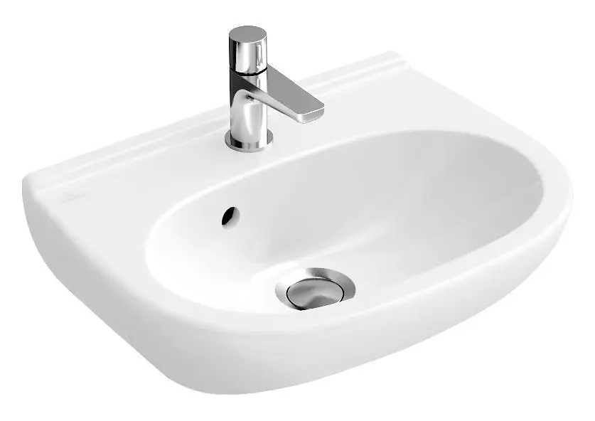 Villeroy & Boch O.novo - Handwaschbecken Compact 450x350 mm, mit Überlauf, mit Hahnloch, Alpinweiß 53604501