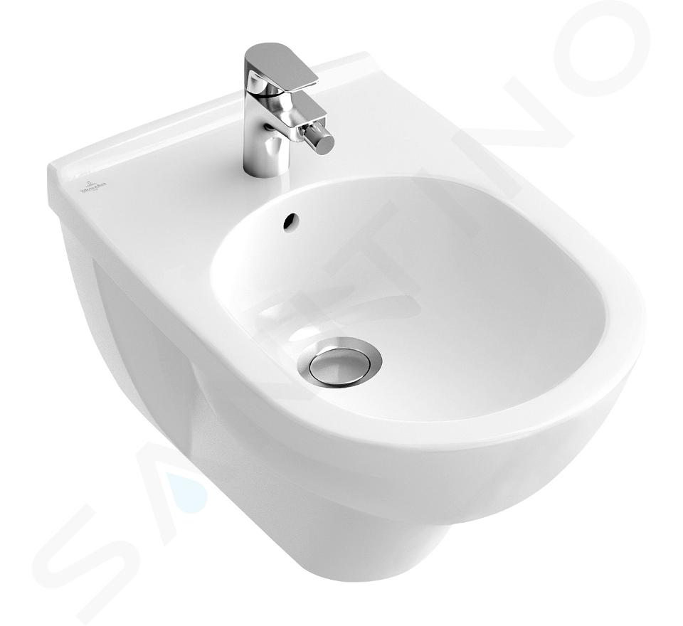 Villeroy & Boch O.novo - Bidet sospeso a foro singolo con troppopieno, 360 mm x 560 mm, bianco - bidet, con 1 foro per miscelatore 54600001