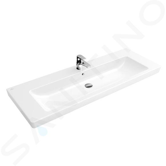 Villeroy & Boch Subway 2.0 - Umyvadlo nábytkové 1300x470 mm, s přepadem, s otvory pro baterii, bílá 7176D001