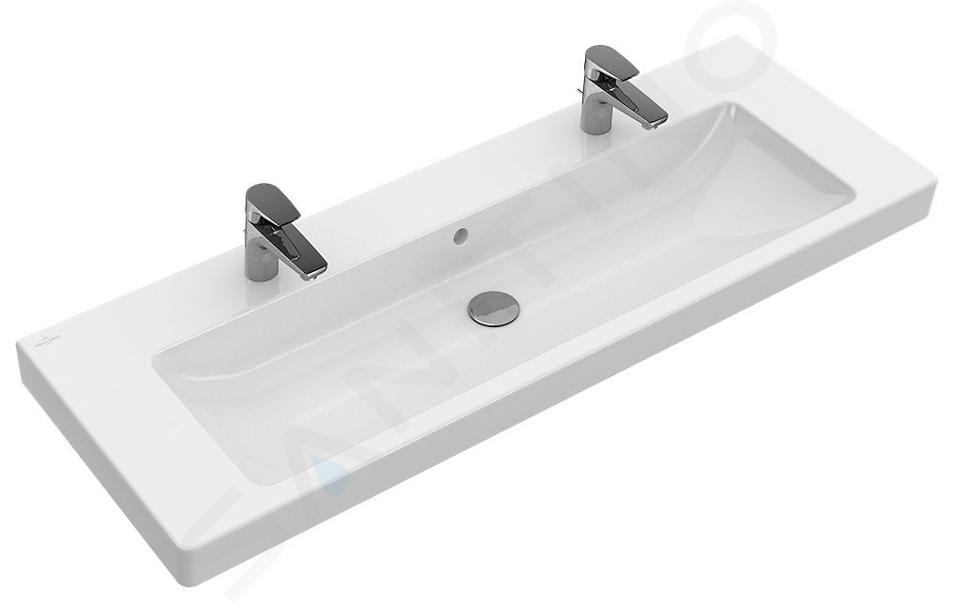 Villeroy & Boch Subway 2.0 - Meubelwastafel 1300x470 mm, met overloop, met 2 kraangaten, wit 7176D201