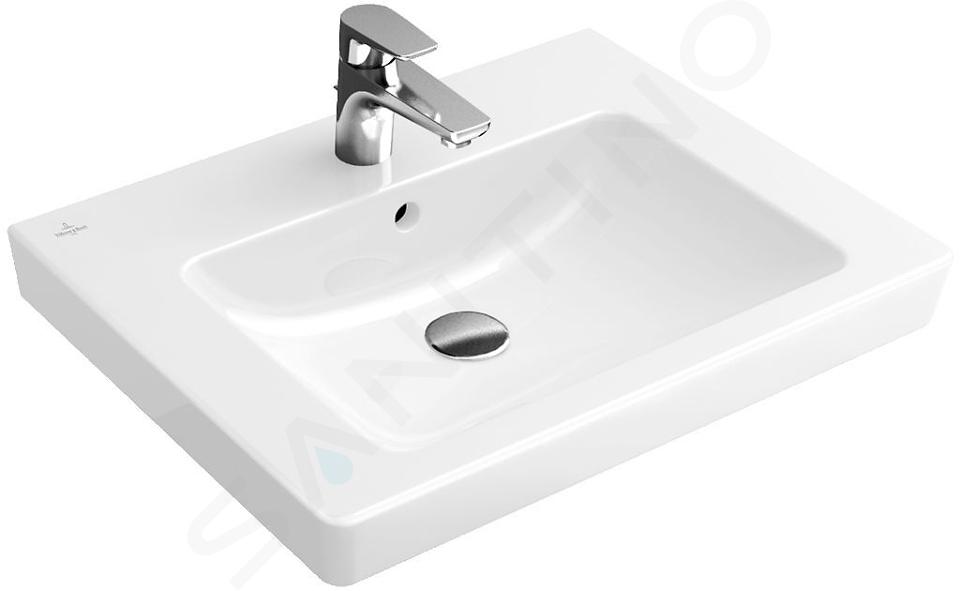 Villeroy & Boch Subway 2.0 - Wastafel met overloop, 600x470 mm, met Ceramicplus, alpine wit 71136GR1