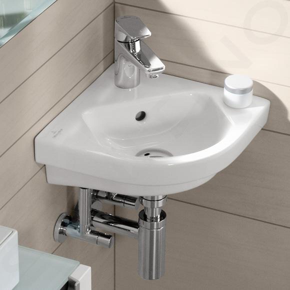 Villeroy & Boch Subway 2.0 - Hoekfontein 320x320 mm, met en kraangaten, wit 73194501 | Sanitino.nl