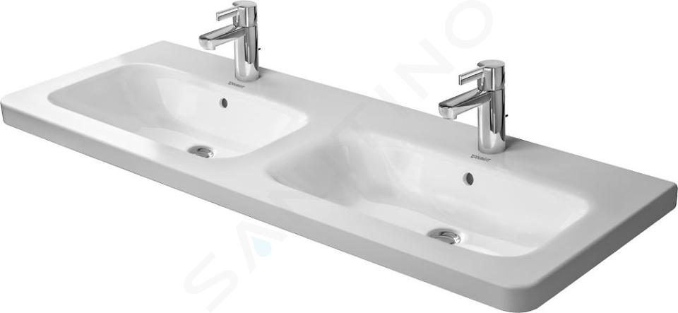 Duravit DuraStyle - Podwójny zlew meblowy 130x48 cm z 1 otworem na baterię, biały 2338130000