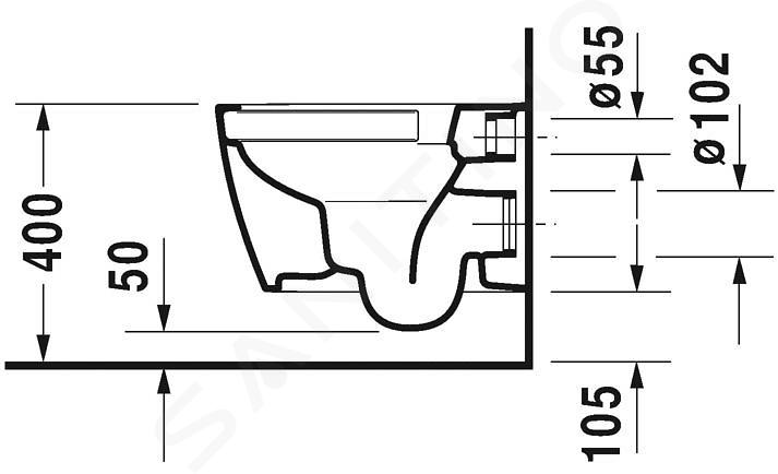 Duravit ME BY STARCK set vaso sospeso Rimless® senza brida P.57 cm